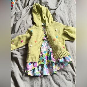 Baby Girl Outfit Bundle 18M Faded Glory Floral Dress + Baby Togs‎ Knit Hoodie